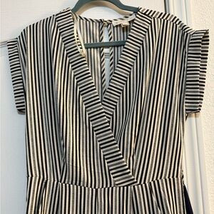 Monteau Navy and Cream Striped Jumpsuit